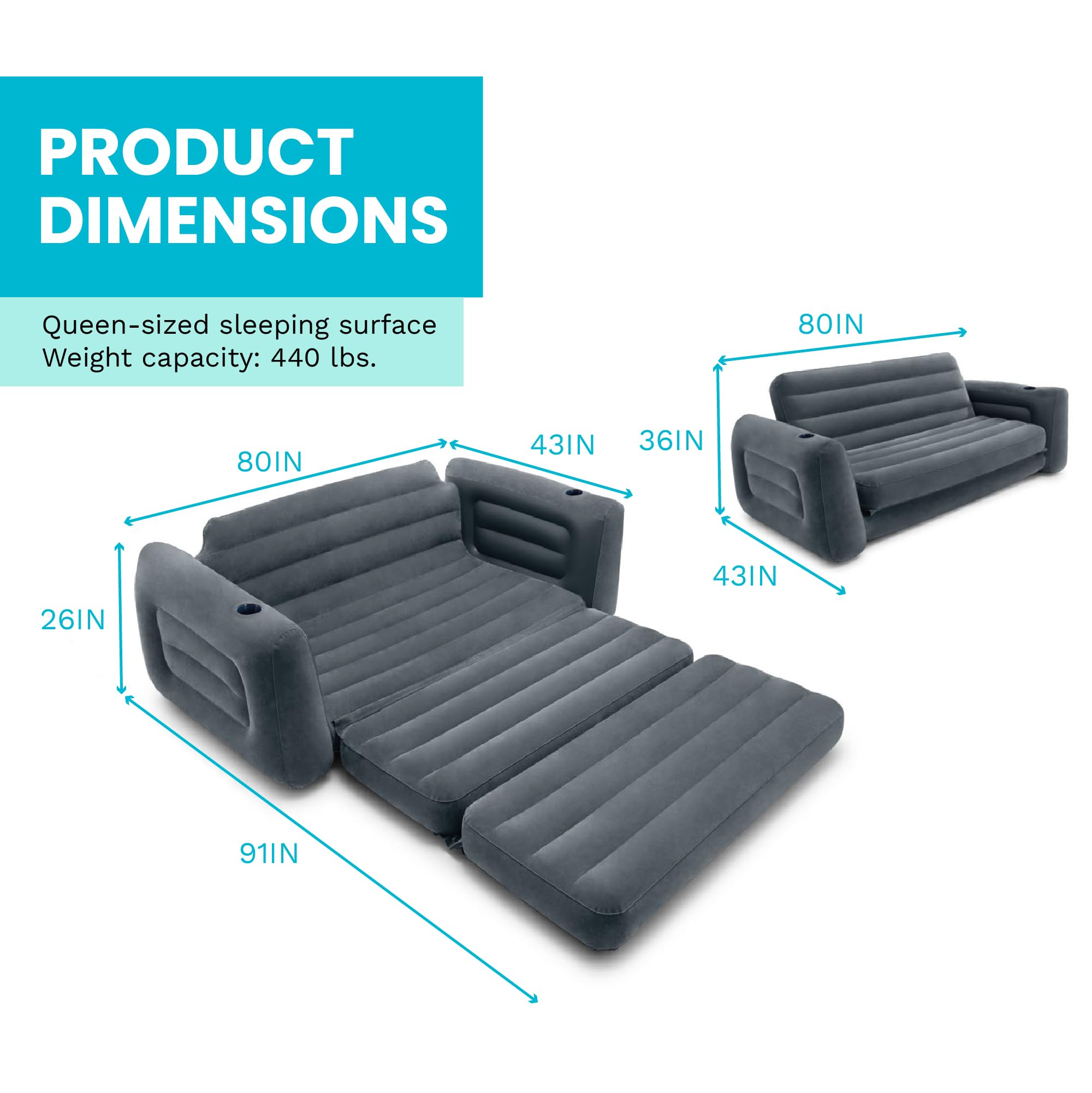 Amazon.co.jp: Intex Pull-Out Sofa Inflatable Bed, 76